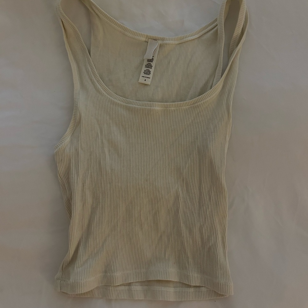 Skims Cream Ribbed Tank Top